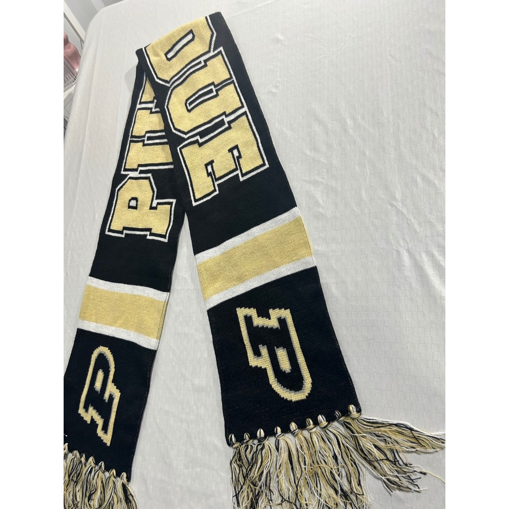 47 Brand Purdue Boilermakers Knit Scarf Black Gold NCAA Fan Gear Fringe OSFA